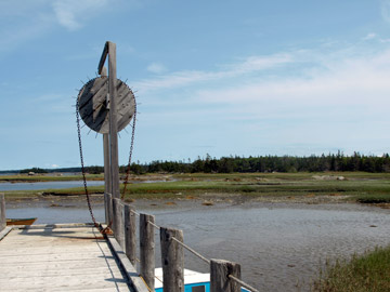 winch used to haul boats up at the Historic Acadian Village Pubnico Nova Scotia