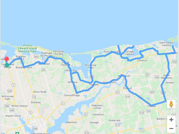 Tour route of Points East PEI